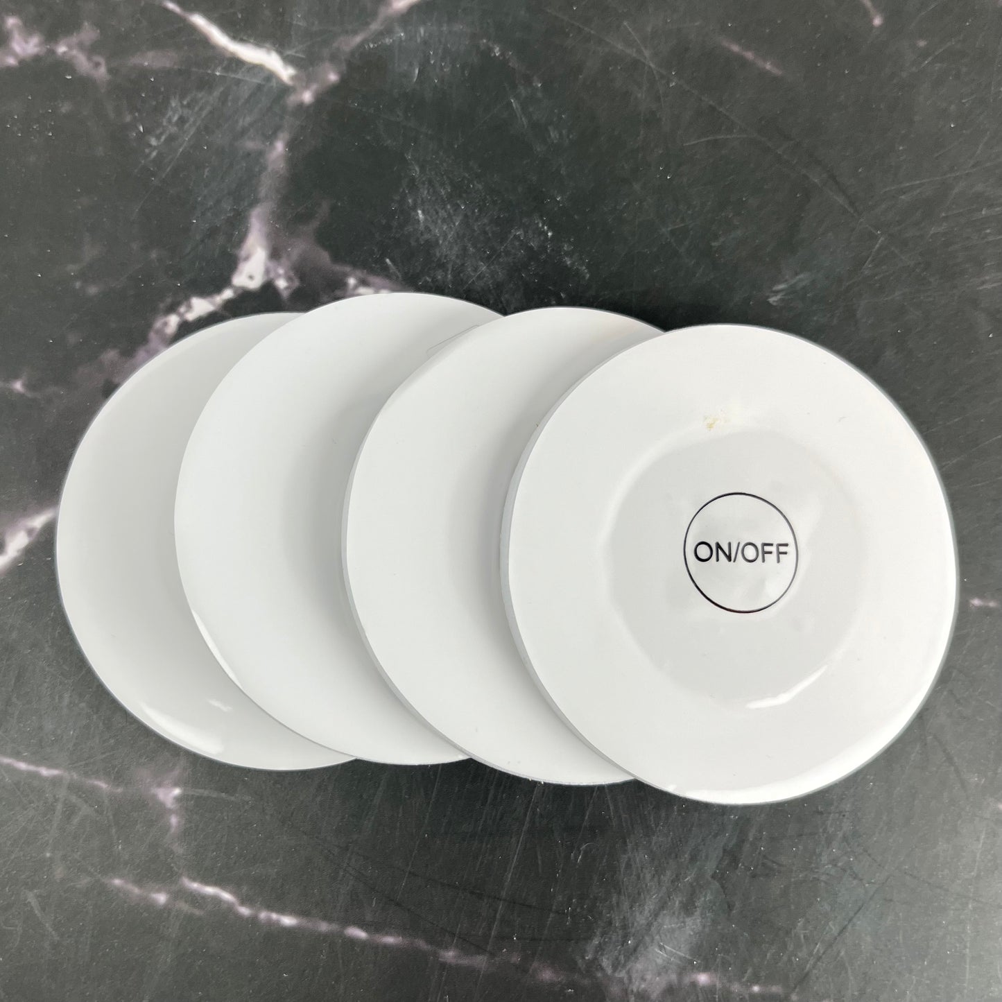 LED Coaster White Light - 4 Pack - Glow/Strobe Effects - Battery - Adhesive