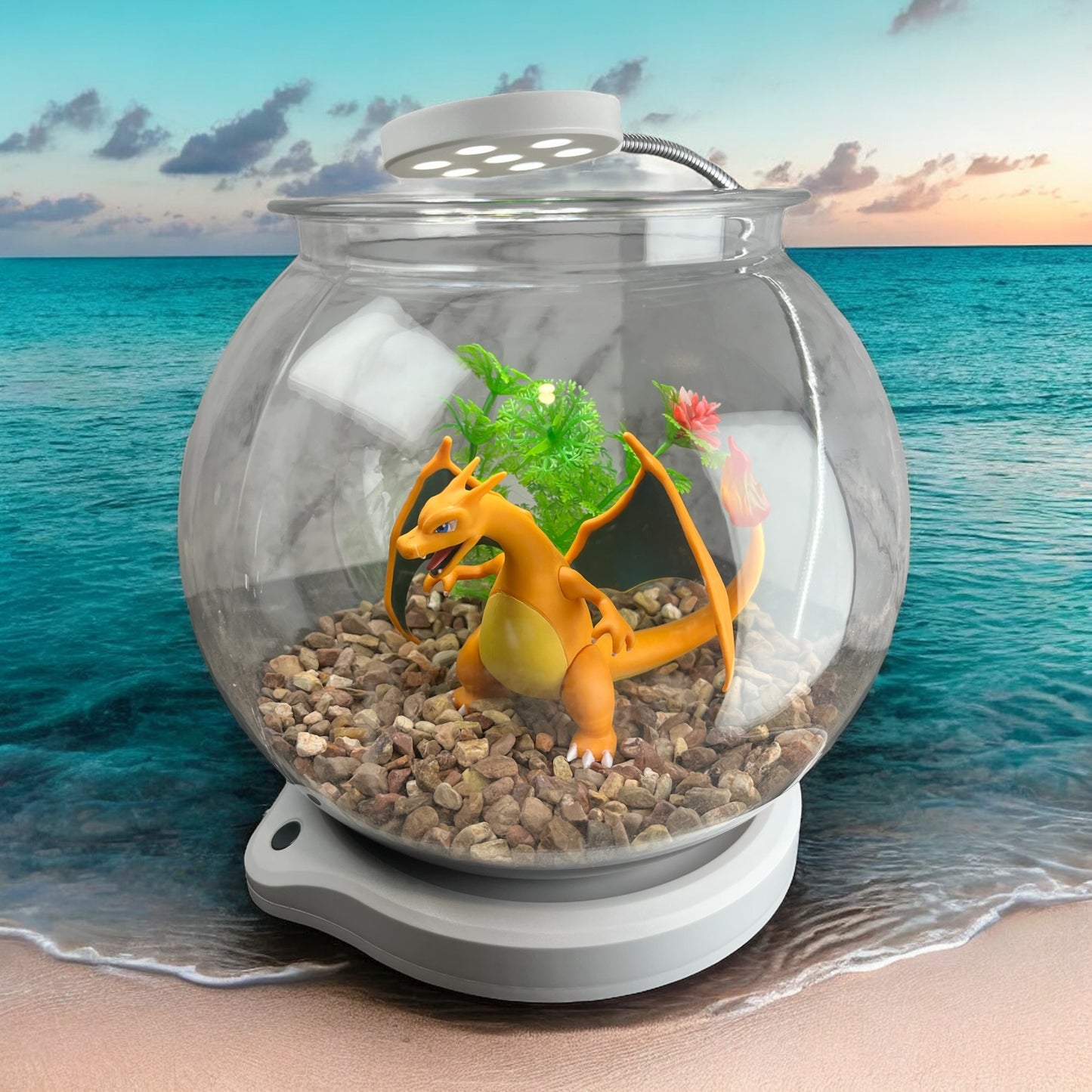 Fun Fish Bowl 1 Gal. Custom Display - Includes USB Bracket Light