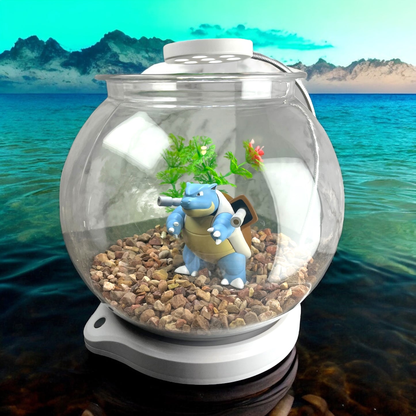 Fun Fish Bowl 1 Gal. Custom Display - Includes USB Bracket Light