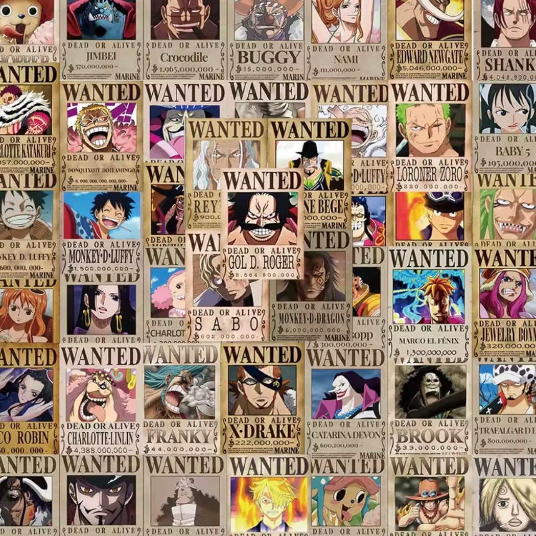 OP Wanted Poster Matte Stickers - 50pcs - Anime - 3x5 Cm