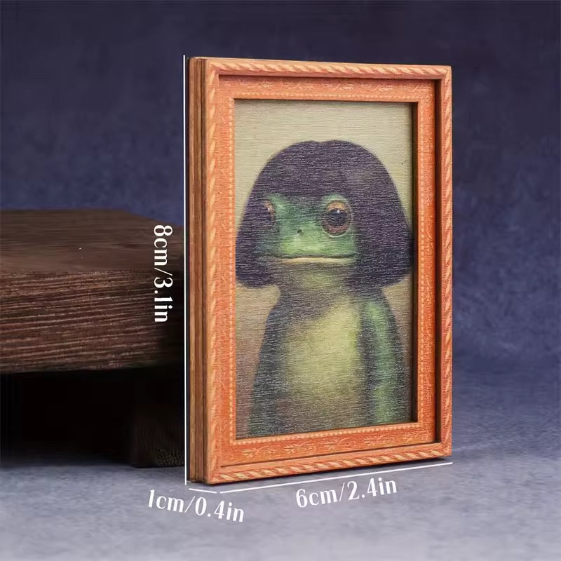 Funny Frog Fridge Magnet Cute Retro Mini Framed  Art 1pc Novelty Gag Gift