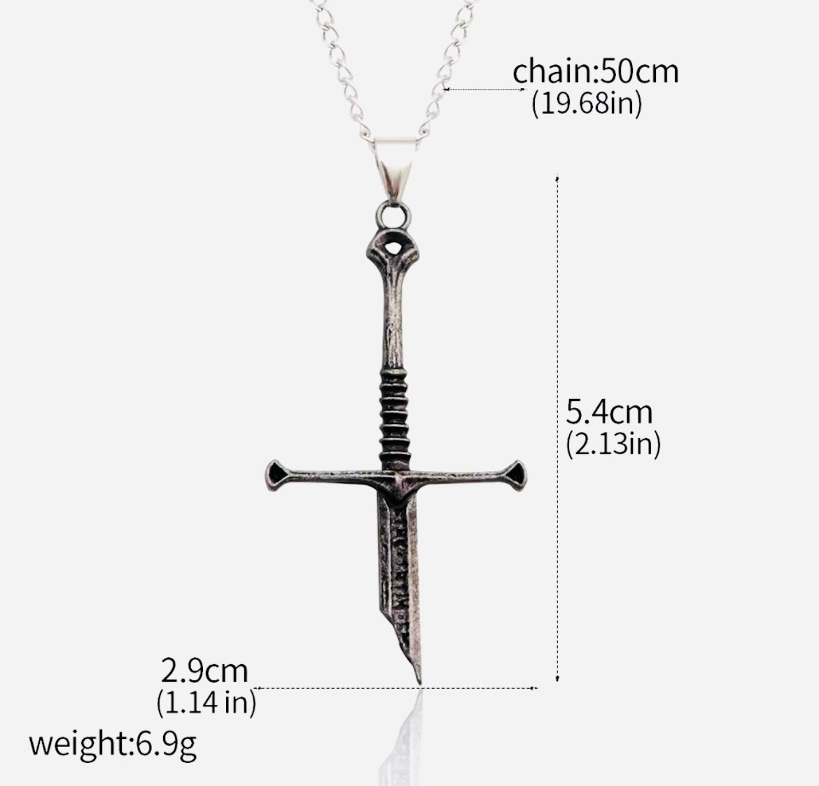 Narsil Broken Sword Necklace - Lord of The Rings Aragorn - Unisex Chain