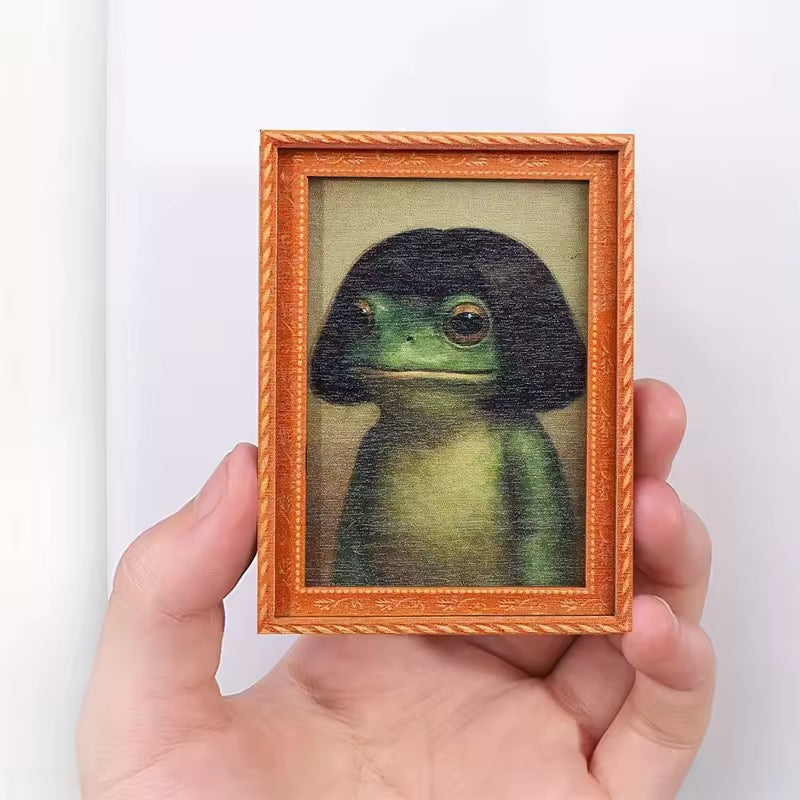 Funny Frog Fridge Magnet Cute Retro Mini Framed  Art 1pc Novelty Gag Gift
