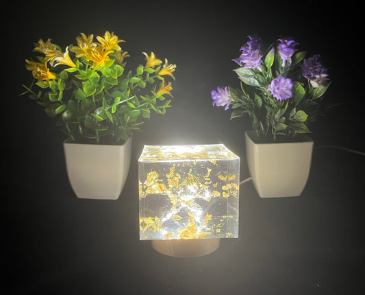 Vegeta Saiyan Prince Dragon Ball Light Cube Gift - Resin Night Light, Silver & Gold, Handmade Paperweight, Home Decoration, Art Display
