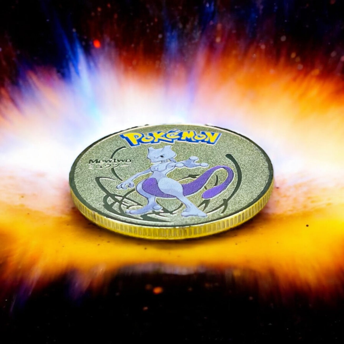 Pokemon Mewtwo Collectible Coin - Gold Metal Medallion