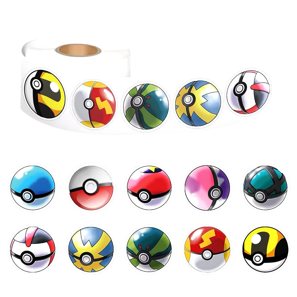 Pokemon Pokeball Sticker Roll Lot of 500pcs NEW