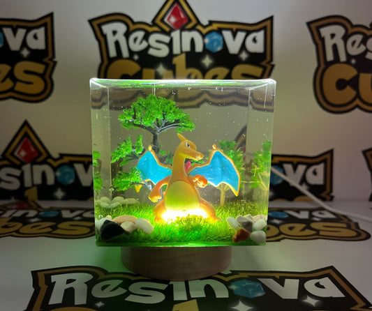 Custom Charizard Light Cube -Resin Epoxy Night Light, Handmade Gift Diorama, Home Decoration,Art Paperweight Decor Pokémon by Resinova Cubes