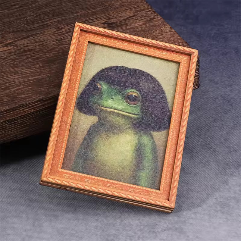 Funny Frog Fridge Magnet Cute Retro Mini Framed  Art 1pc Novelty Gag Gift
