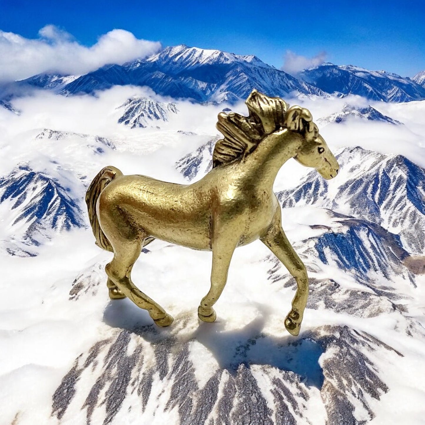 Miniature Bronze Metal Stallion Horse Figurine