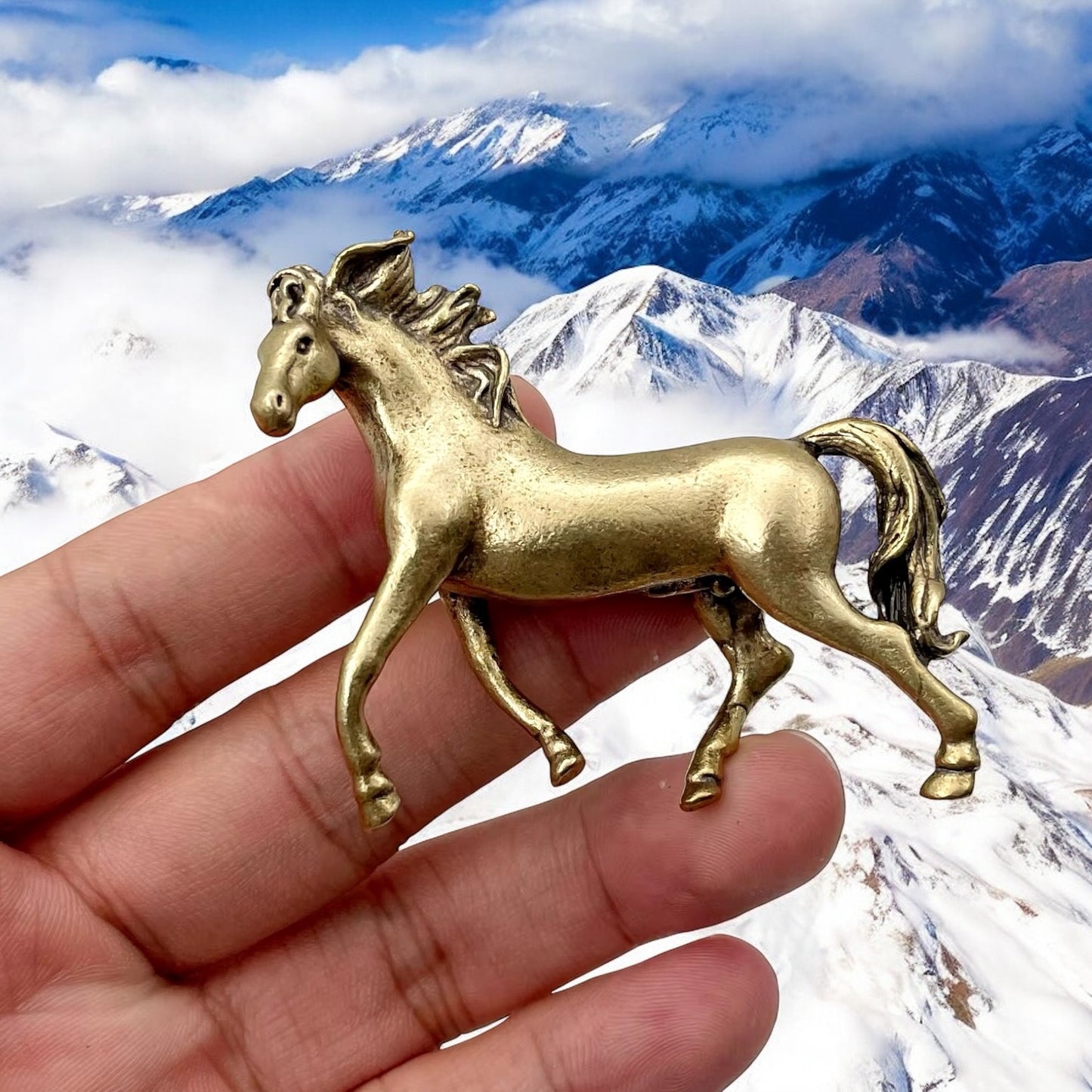 Miniature Bronze Metal Stallion Horse Figurine