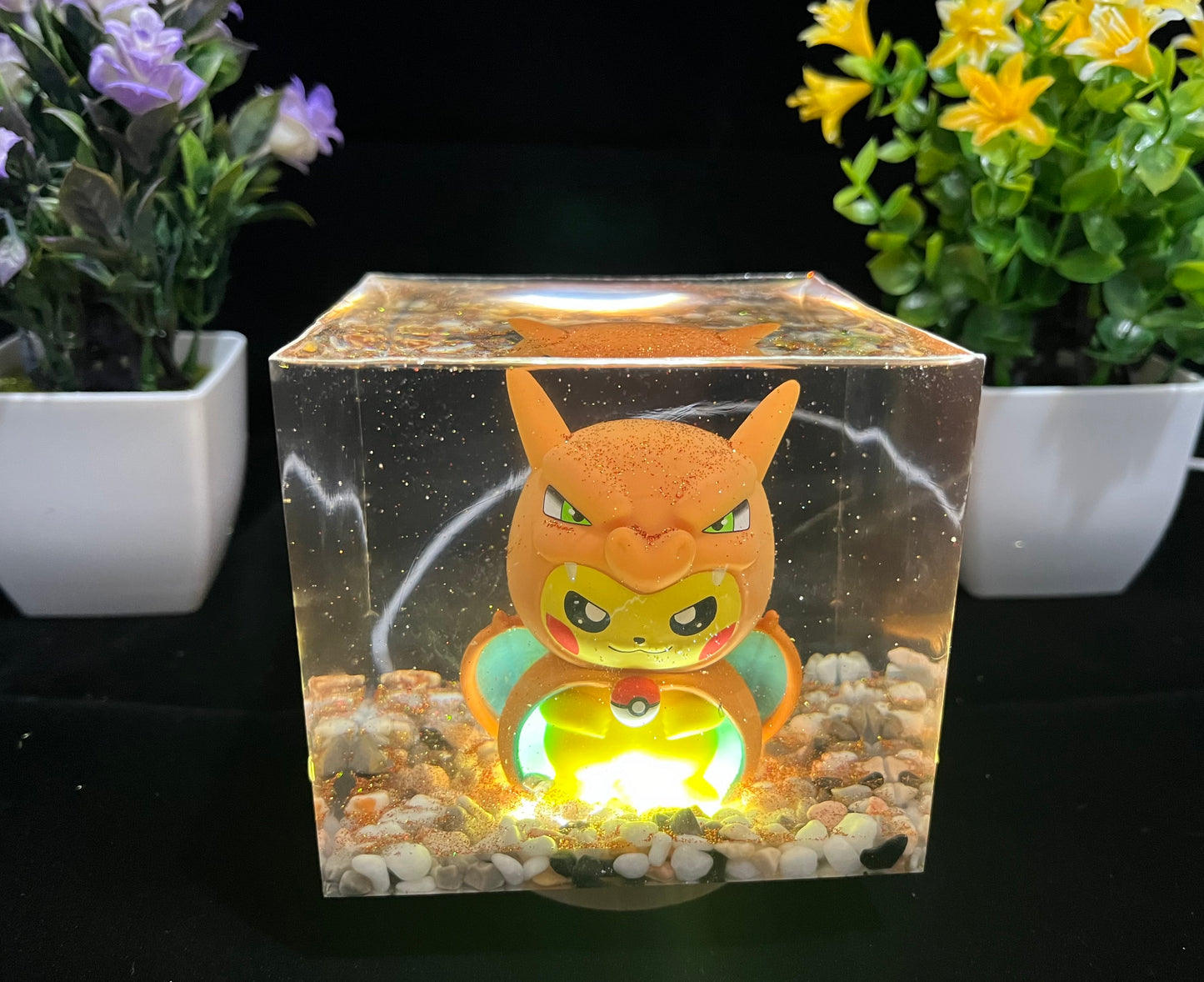Pikachu Poncho Mix Pokemon Custom Gift - Resin Night Light, Handmade Gift Made in U.S. Home Art Decor