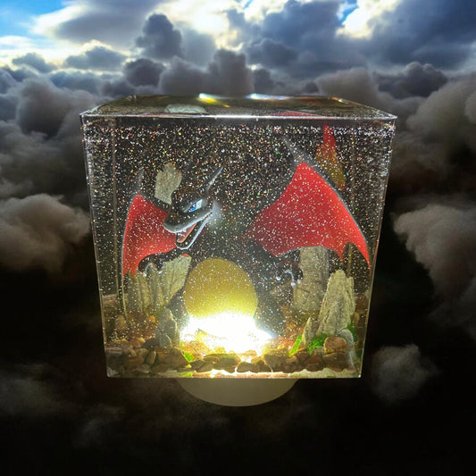 Shiny Charizard Light 4" LARGE Resin Cube - Pokemon Handmade Gift Display