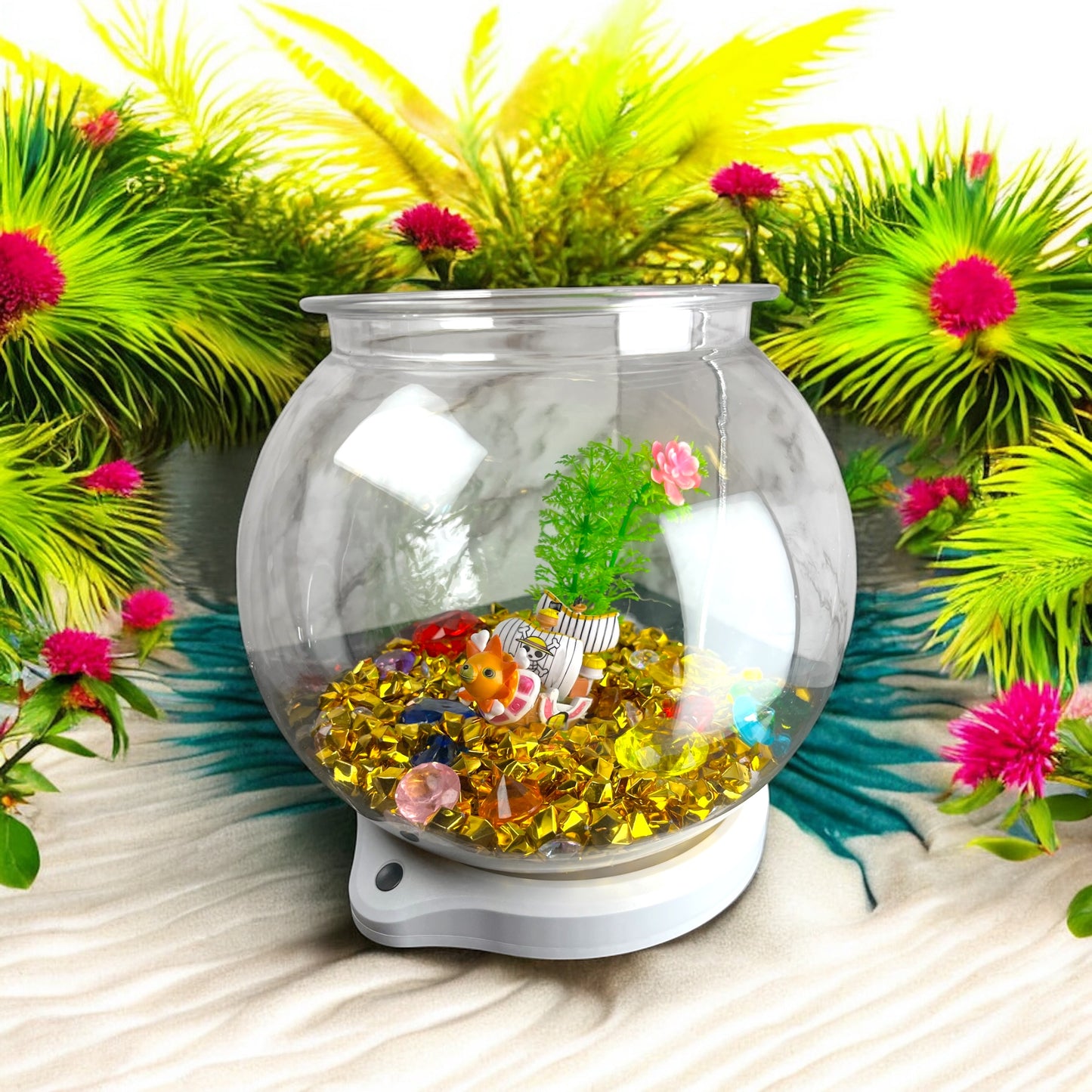 OP Treasure Fish Bowl 1 Gal. Custom Display & USB Bracket Light Stand