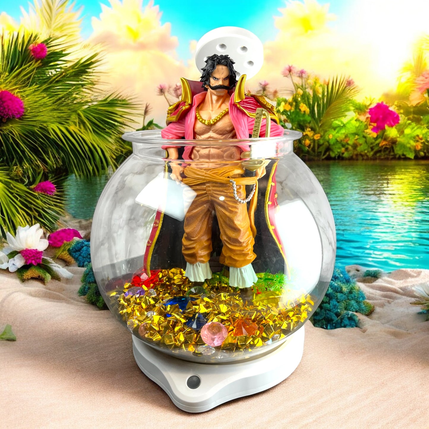 OP Treasure Fish Bowl 1 Gal. Custom Display & USB Bracket Light Stand