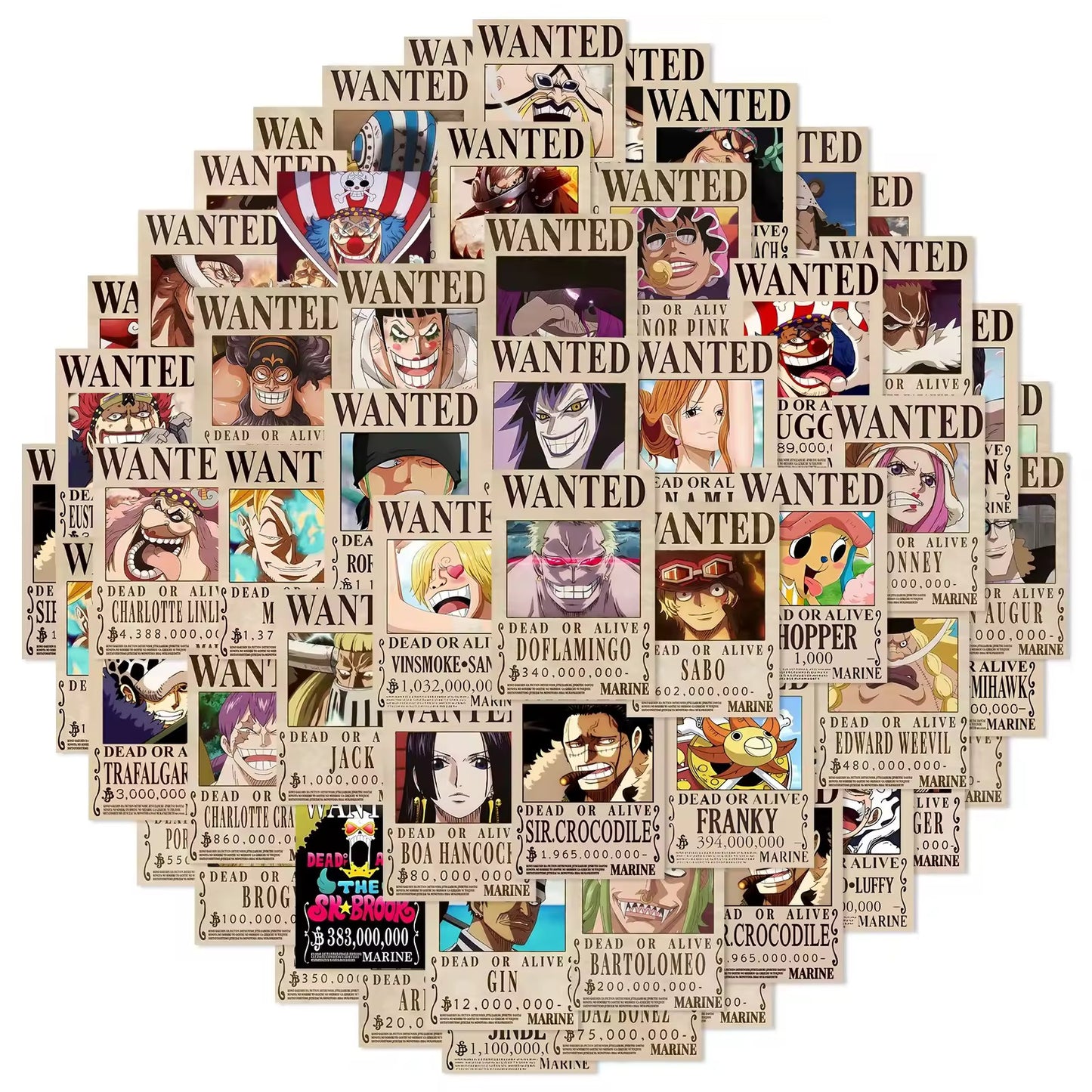 OP Wanted Poster Stickers - 50pcs - Anime - 4x6 Cm
