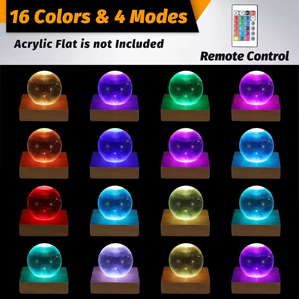 Square Wood Led Display Base Wood Light Lamp Base Stand with Remote Multicolor