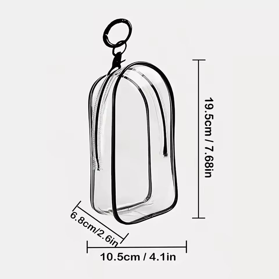 Clear Display Case with keychain for Labubu 17cm Doll – Travel Bag & Dust Cover