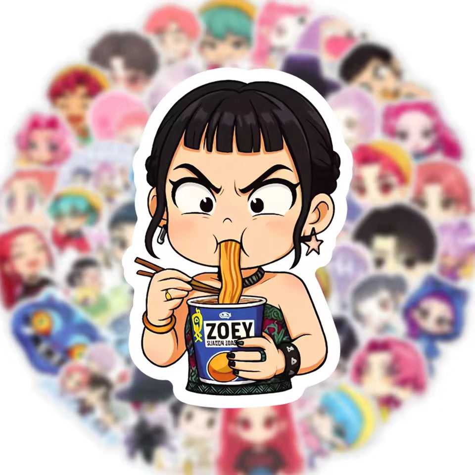 Kpop Demon Hunter Chibi Style Stickers 50pcs Random Lot Golden Era