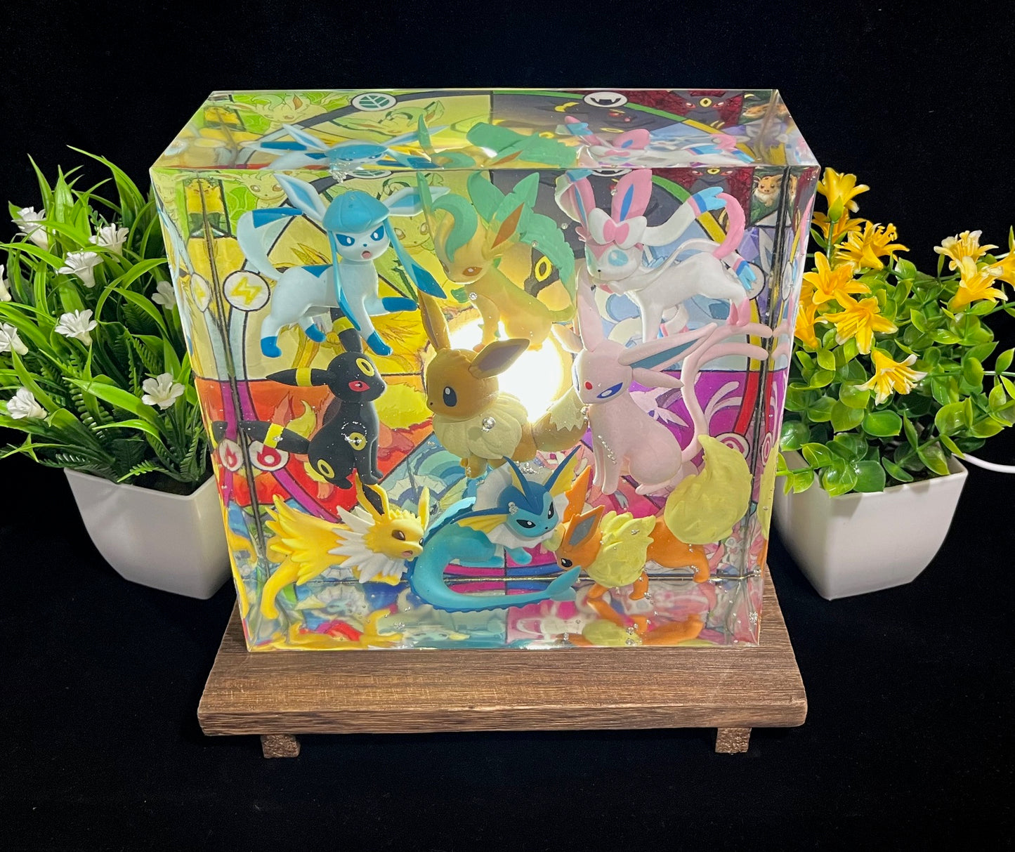 Pokemon Eeveelutions Light Display LARGE - Resin Night Lamp, Handmade Diorama, Home Decoration