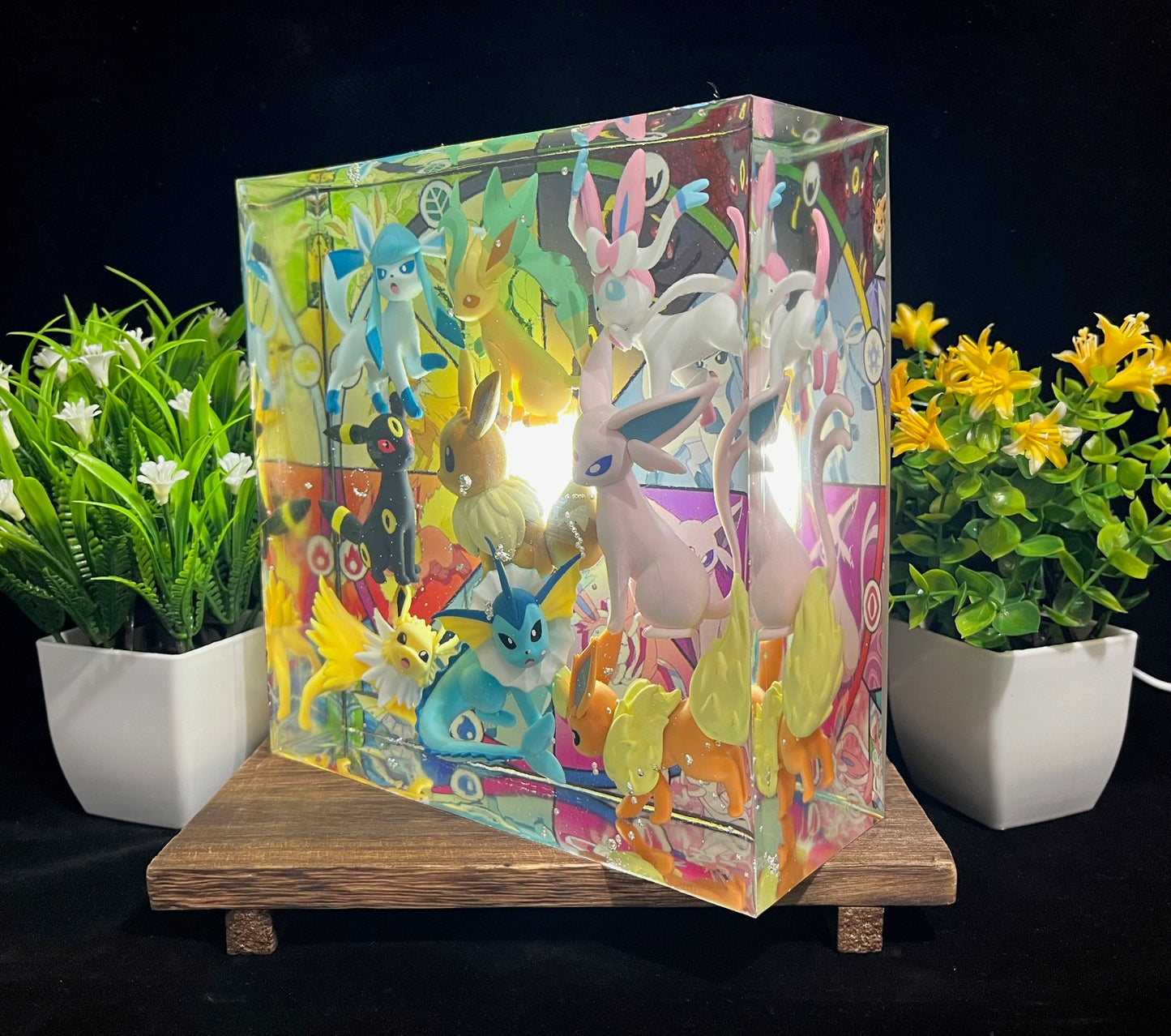 Pokemon Eeveelutions Light Display LARGE - Resin Night Lamp, Handmade Diorama, Home Decoration